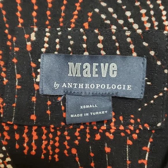 Anthropologie Maeve Harper Tunic Dress‎ Sz XS Fireworks Print Black Red Casual - Picture 7 of 12